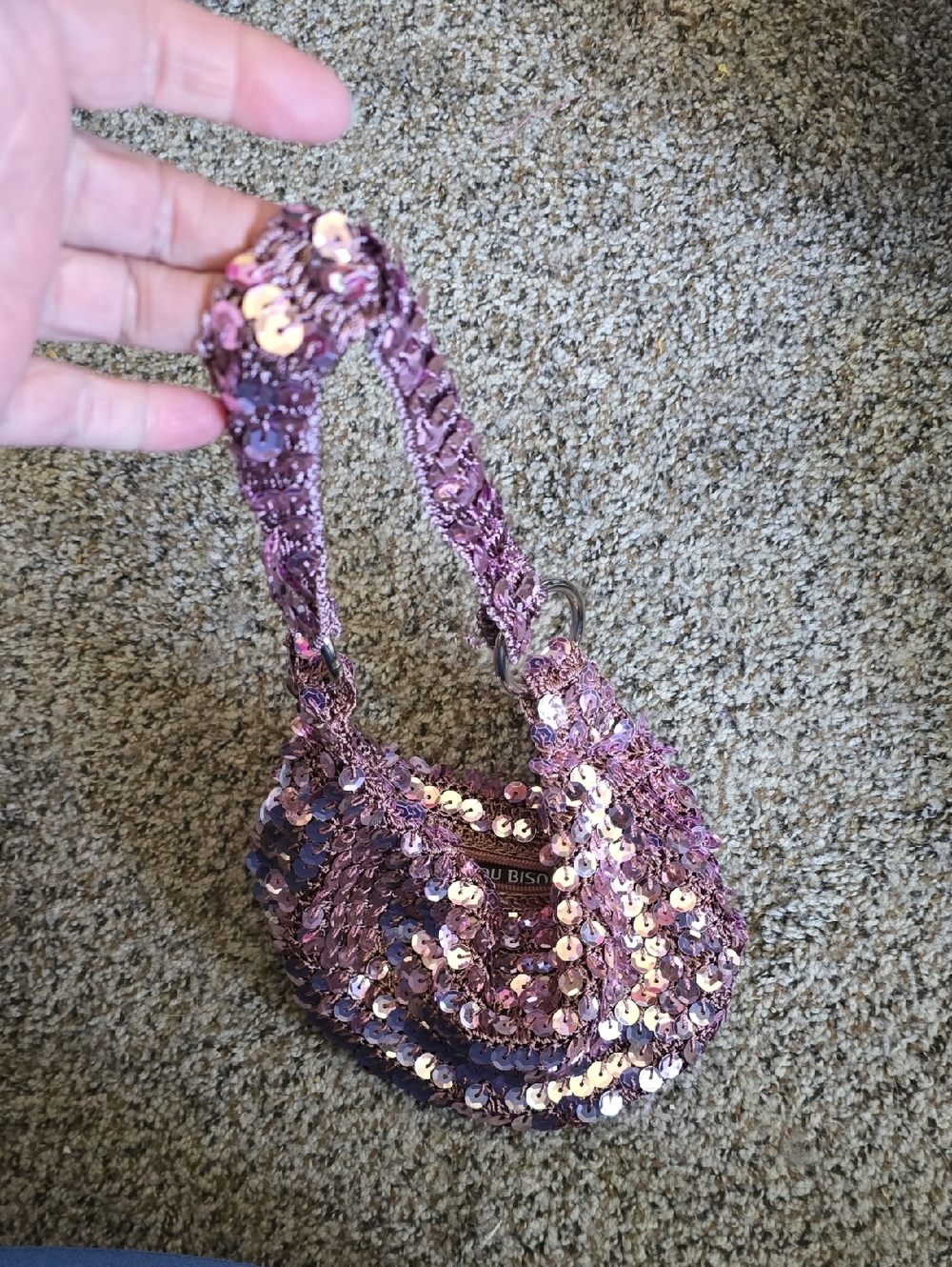 Sequined Mini Shoulder Bag in Light Pink - Picture 6 of 6